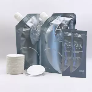 A02 Clear Bundle includes a 30 day supply and 10 travel packs plus sponges.